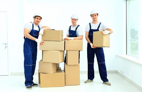 Local Hampstead home moving team planning a residential move on a narrow street