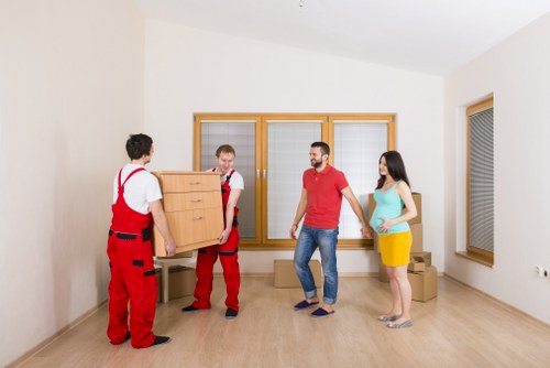 Moving team working on a residential street in Hampstead