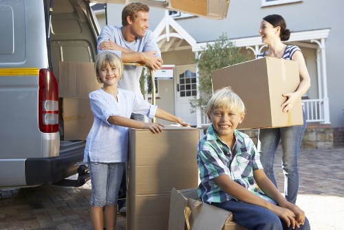 Office relocation preparation with boxes, files, and furniture
