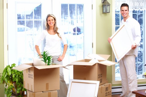 Moving van positioned for a Hampstead flat or townhouse relocation