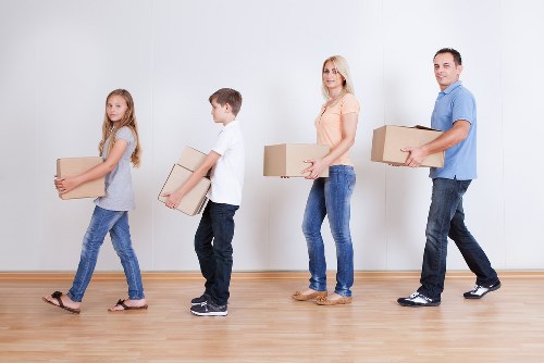 Moving van loaded with boxes and furniture for a Hampstead home move